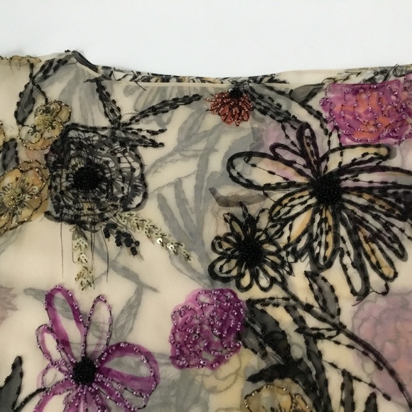 ST. JOHN Beaded Silk Sheer Cape Poncho Top–OneSize - Picture 9 of 10